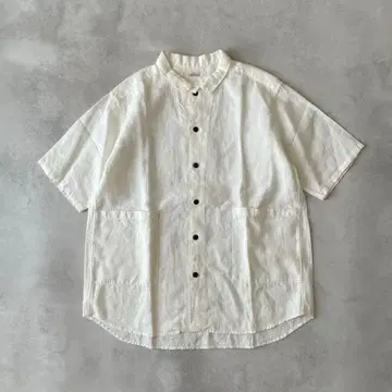 CONFECT 린넨 반팔 커버 셔츠 화이트 컨팩트 린넨 3