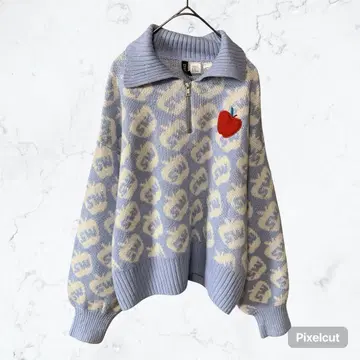 J702 H&M 디즈니 콜라보 하프 지퍼 니트 M 백설공주 올 패턴