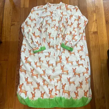 파자마 긴팔 원피스 면 100% 아기 사슴 패턴 / 와코루 UNX523