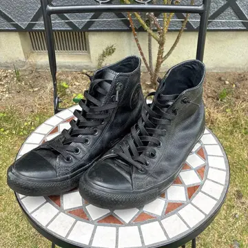 컨버스 올스타 시보 가죽 올블랙 레더 27.5cm