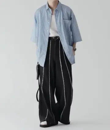 [ epnok ] 프린지 스위치 와이드 데님 팬츠