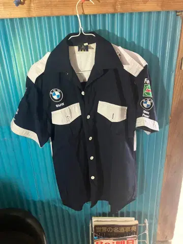 BMW 워크 셔츠 네이비/화이트