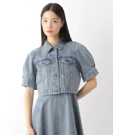 Heather 반팔 데님 자켓
