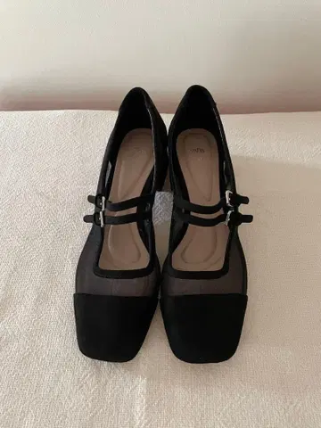 ZARA 메쉬 슈즈 펌프스 블랙 스퀘어토 메리제인 24