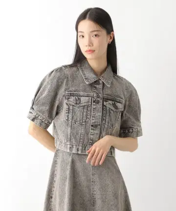 Heather 반팔 데님 자켓