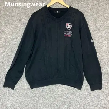 Munsingwear 블랙 뜨개질 스웨터 로고