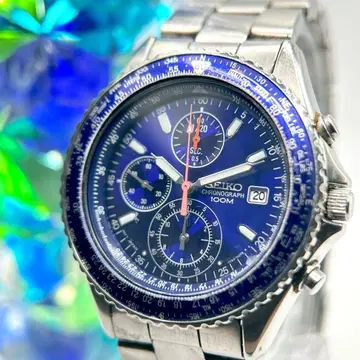 SEIKO 남성용 쿼츠 크로노그래프 파이롯트 블루 다이얼 손목시계
