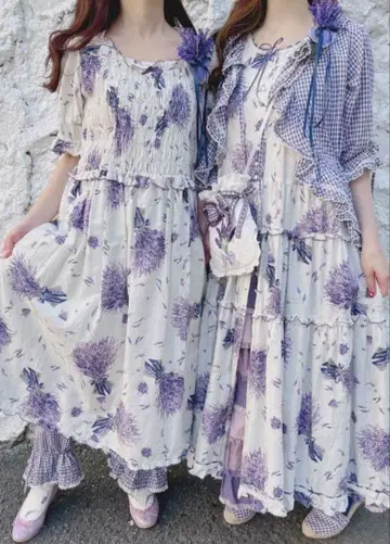 핑크하우스 라벤더 미디 원피스 오프화이트 (새상품급)