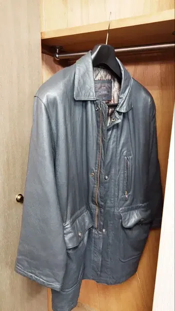 빈티지 양가죽 가죽 싱글 라이더 자켓 짙은 그레이