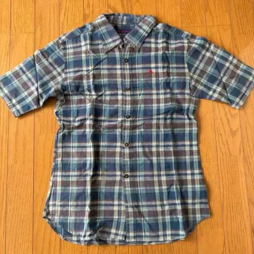 45R 반팔 체크 셔츠