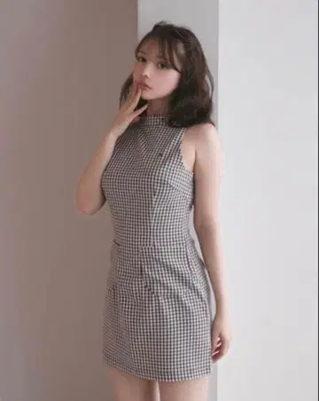 ANDMARY 나탈리 체크 미니 드레스 블랙