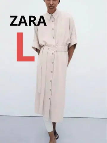 [ ZARA 새상품급 ] 베이지 셔츠 원피스 반팔 허리 벨트 포함