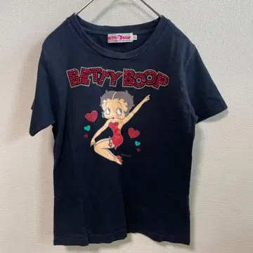 베티 붑 [ M ] 크루넥 Y2K 티셔츠 큐빅 블랙 면 레트로