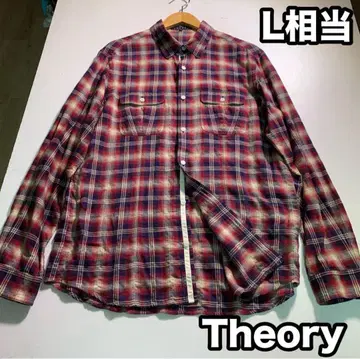 Theory 옴브레 체크 무늬 긴팔 셔츠 옥스퍼드 시어서커 L