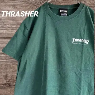 THRASHER 다크 그린 T셔츠 반팔 스케이트보드 남성용 M