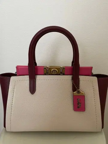 여성용 가죽 백 베이지 핑크 버건디