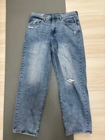 GAP 배기 데님 W34 L32 크러쉬 가공 와이드 데님