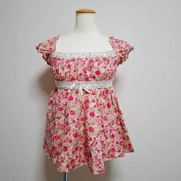 리즈리사 꽃무늬 블라우스 스퀘어넥 오프숄더 모리걸 y2k