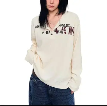 AAKAM 와플 헨리넥 롱슬리브