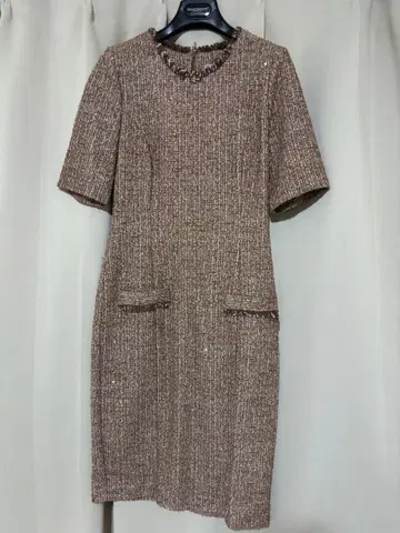 Rina Scimento 브라운 트위드 드레스 S