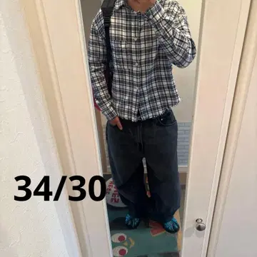 H&M 슈퍼 배기 데님 34/30