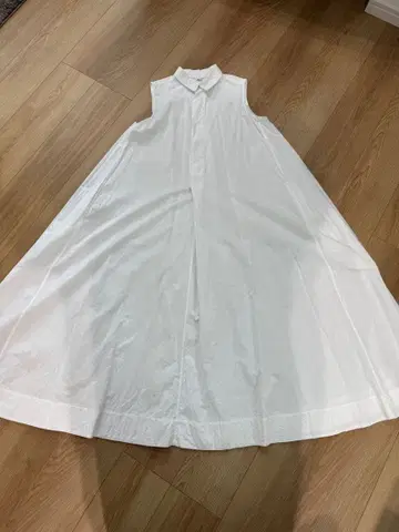 45r 화이트 슬리브리스 셔츠 원피스 프리 사이즈