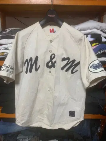 m&m 초한정판 복각 베이스볼 셔츠
