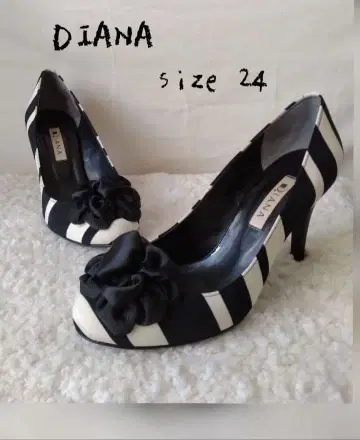 다이애나 DIANA 스트라이프 꽃 장식 펌프스 24cm 파티