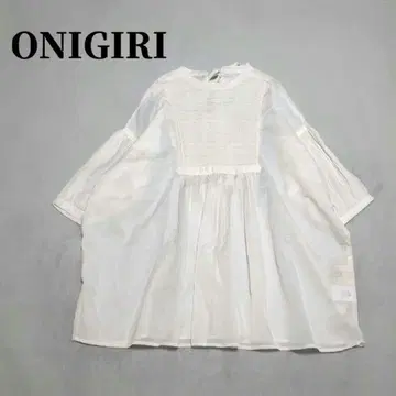 컨디션 최상 오니기리 스모킹 튜닉 블라우스 개더 백리본