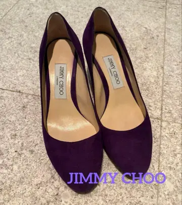 JIMMY CHOO 퍼플 스웨이드 펌프스 중간 힐