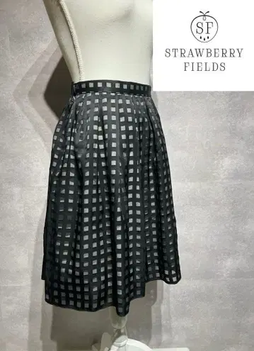 [ 컨디션 최상 ] 스트로베리 필드 시스루 깅엄 체크 턱 스커트