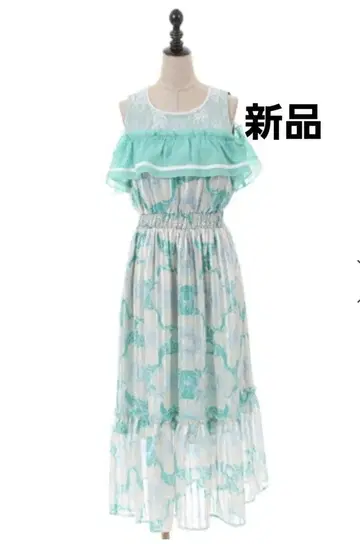 택 포함 미사용 새상품 아쿠아 마린 원피스