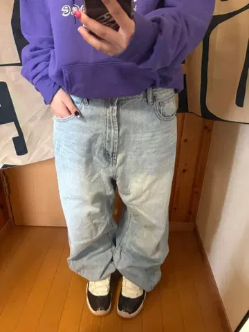 데님 팬츠 SWAG 배기 허리 팬츠