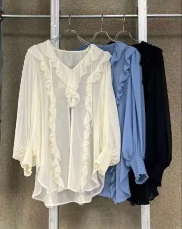 Ameri RUFFLE FRILL CHIFFON BLOUSE
