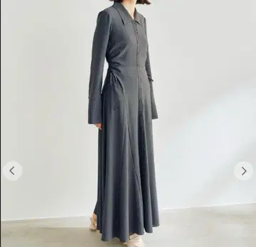 코코딜 개더 드로스트 자카드 원피스