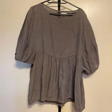 URBAN RESEARCH DOORS 반팔 블라우스 브라운 린넨