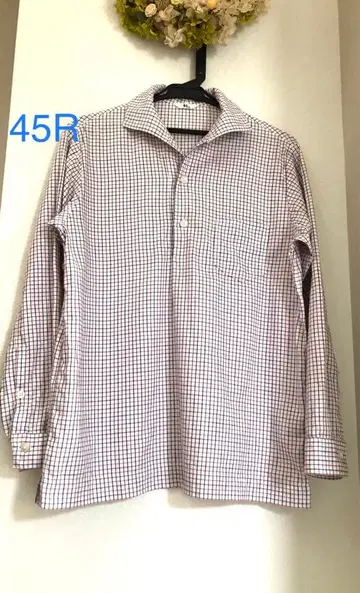 45R 체크 셔츠 빨간색 x 네이비 사이즈 1