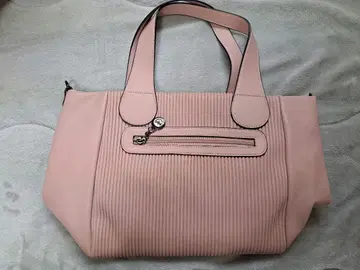 리브 디자인 핑크 핸드백