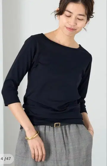 IENA ATON 별주 SUVIN FRAISE 보트넥 T셔츠