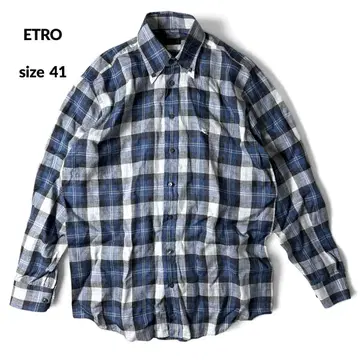 ETRO 이탈리아제 긴팔 버튼 다운 셔츠 린넨 자수 에트로