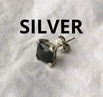 빈티지 편쪽용 블랙 스피넬 실버 귀걸이 SILVER