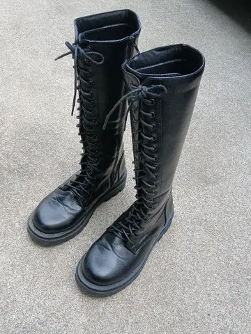 가죽 블랙 롱 부츠