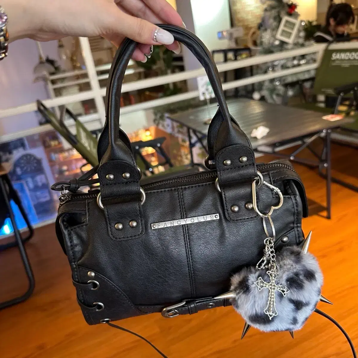 Fancy Club Belted Washing Leather Bag Gray | Bunjang Global