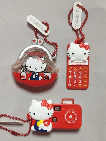 헬로키티 2018년 가마구치 계산기 카메라 미니어처 키링 3개 세트