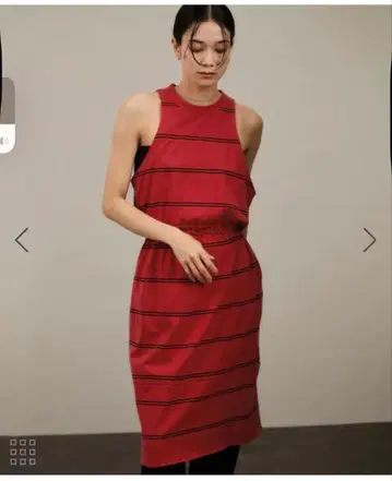 크링클 크링클 크링클 보더 백 슬릿 드레스
