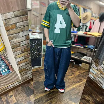 그린 메쉬 T셔츠 번호 4 Starter M NFL 구제 의류