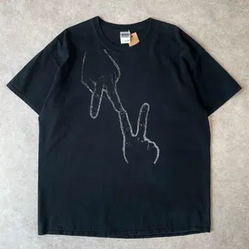 00s 피스 사인 핸드 사인 T셔츠 빈티지 아트 블랙 블랙