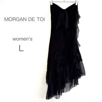 [MORGAN DE TOI] 원피스 베어탑 프릴 리본 L 블랙