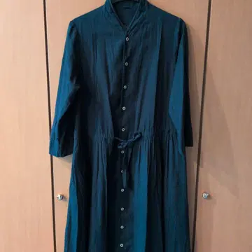 45R 인도 카디 사각 원피스 코튼 플레어 개더 블랙