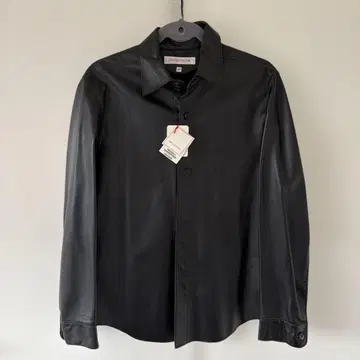 DRESSTERIOR 남성용 가죽 셔츠 블랙 양가죽 천연 가죽